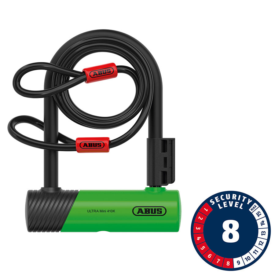 Abus, Ultra 410K Mini + Cobra, U-Lock, Key, 150x180mm, 5.9''x7'', Thickness in mm: 12mm, Green