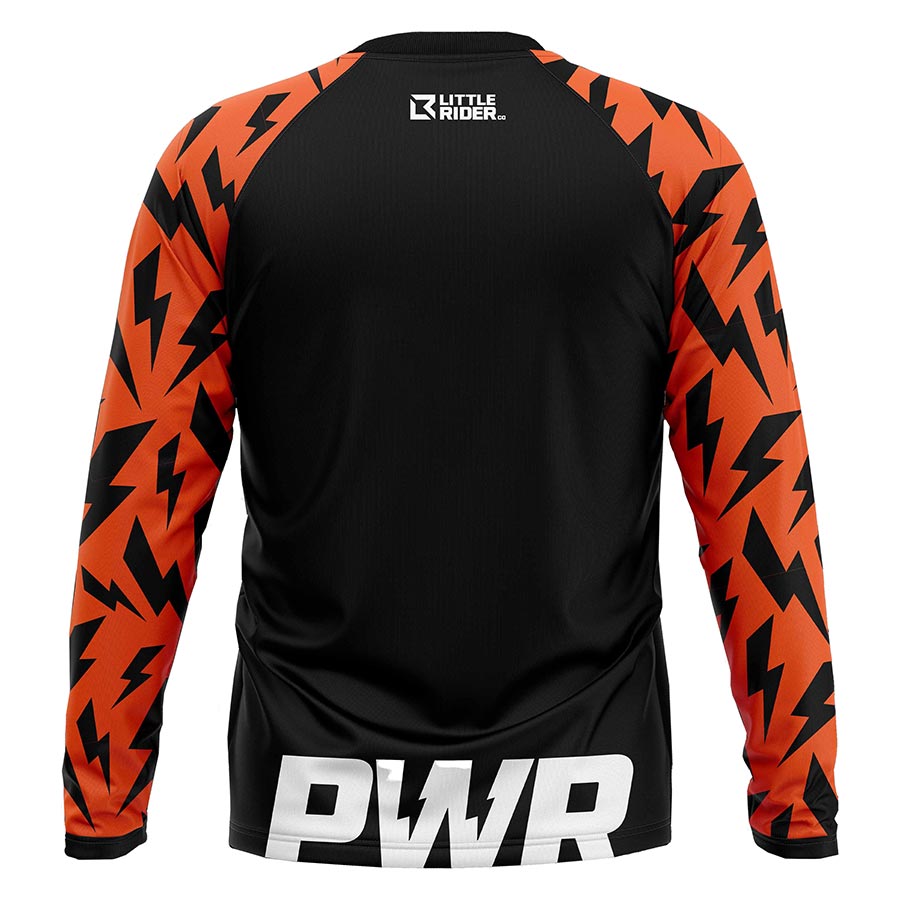 PWR Bikes, Superbolt x Little Rider Tech, Jersey, Long Sleeves, Unisex, Black/Orange, Age 4
