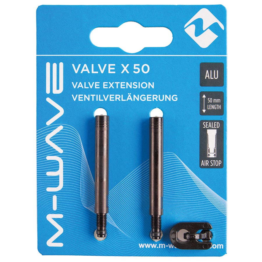 M-Wave, 50 mm Valve Extender, Black, Pair