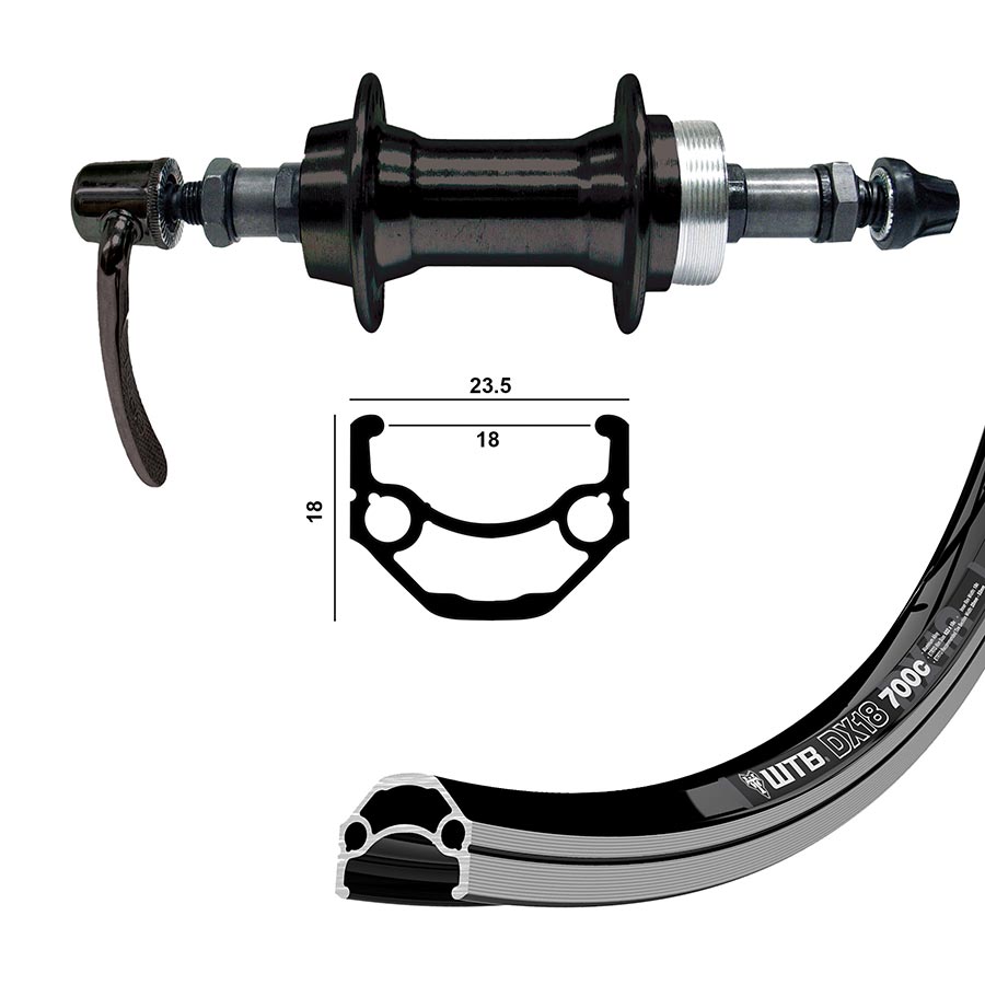 Wheel Shop, WTB DX18, Wheel, Rear, 26'' / 559, Holes: 36, QR, 135mm, Rim, Freewheel