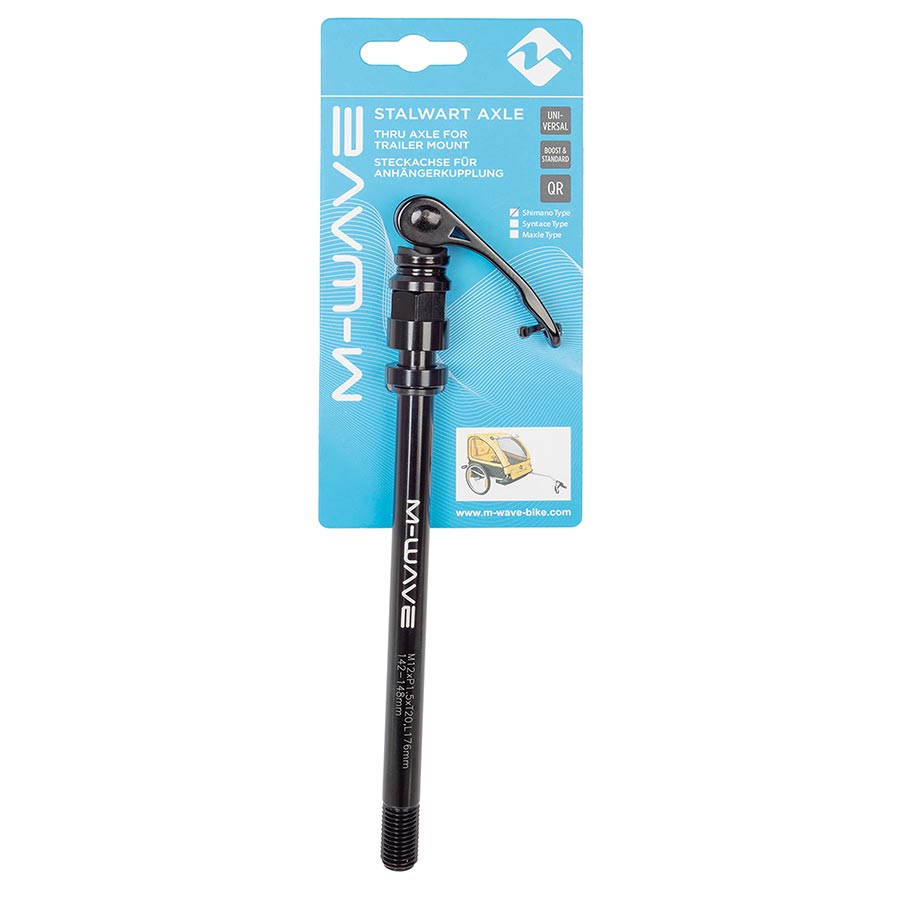 M-Wave, Stalwart 176mm, Thru Axle, Rear, 12x142mm TA, Length: 176mm, Thread Length: 20mm, Thread Pitch: M12x1.75, Stalwart trailer