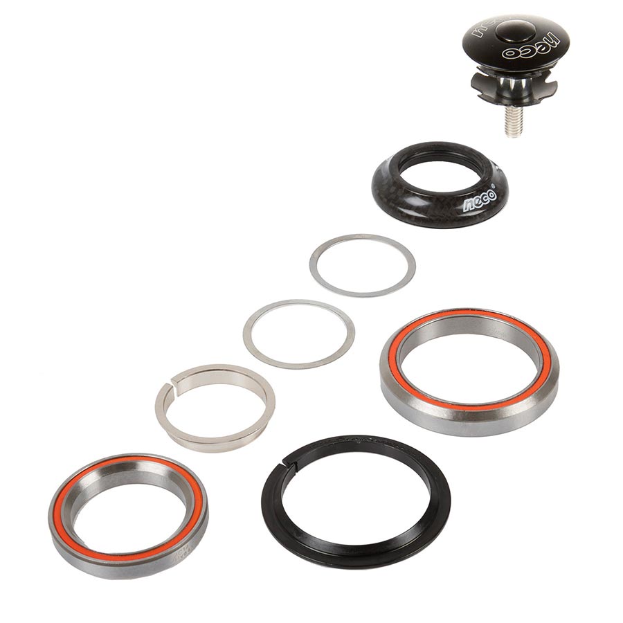 Neco, Neco 1 1/8'' - 1 1/2'' Ahead, Headset, : IS42/28.6 | IS52/40, Integrated, Complete, Black