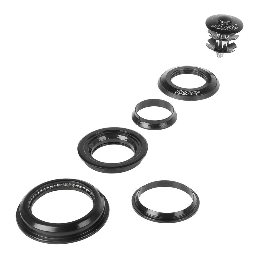 Neco, Neco 1 1/8'' - 1 1/2'' Semi, Headset, : ZS44/28.6 | ZS56/40, ZeroStack, Complete, Black