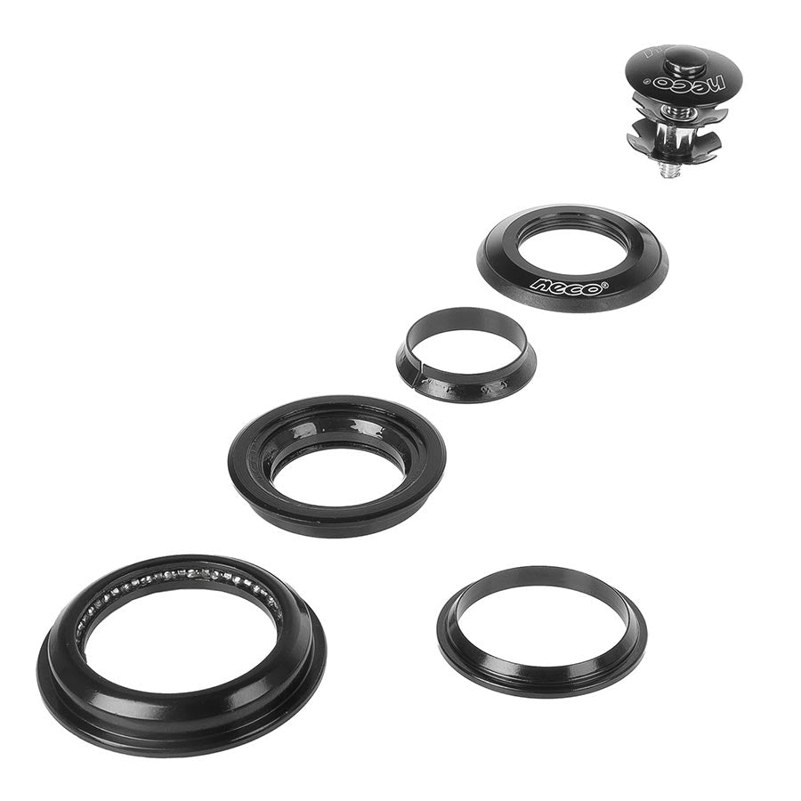 Neco, Neco 1 1/8'' - 1 12'' Semi, Headset, : ZS44/28.6 | ZS56/40, ZeroStack, Complete, Black