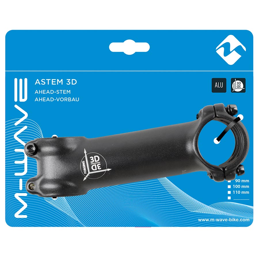 M-Wave, Astem 3D, Stem, Diameter: 31.8mm, Length: 100mm, Steerer: 1-1/8'', ±7°, Black