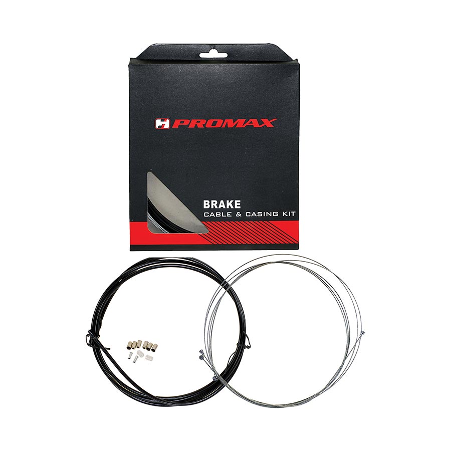 Promax, Bowden, Brake Cable and Housing Set, Stainless Steel, Universal, Black