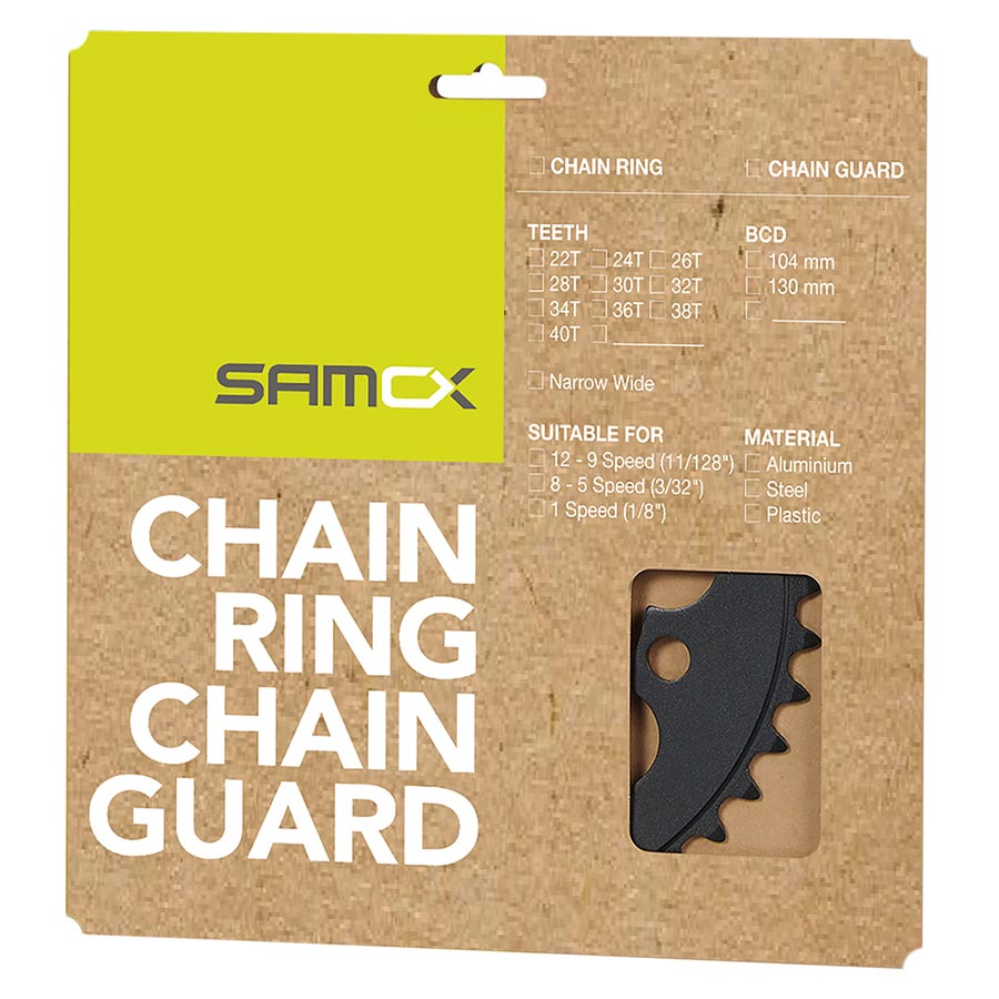 Samox, PD-R4-S, Chainring, Teeth: 38, Speed: 1, BCD: 104, Bolts: 4, Steel, Black