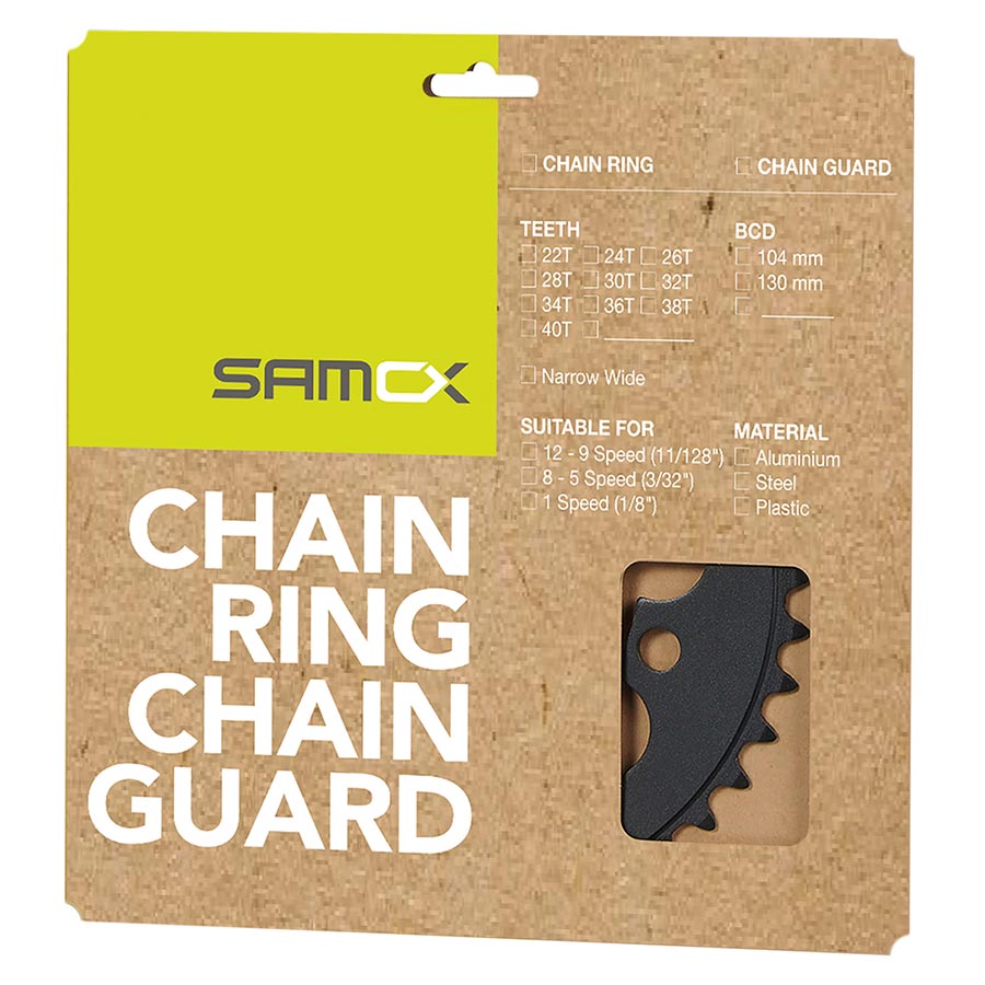 Samox, PD-R4-S, Chainring, Teeth: 38, Speed: 1, BCD: 104, Bolts: 4, Steel, Black