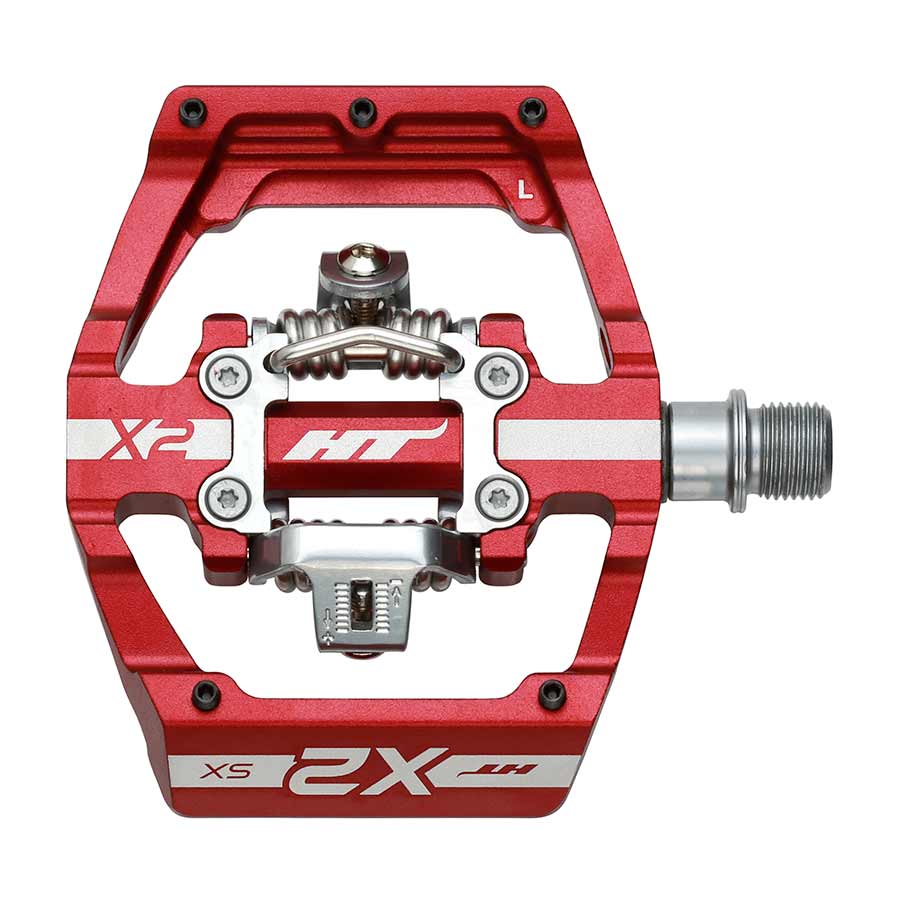 HT Components, X2-SX, BMX-SX, Pedals, Body: Aluminum, Spindle: Cr-Mo, 9/16'', Red, Pair