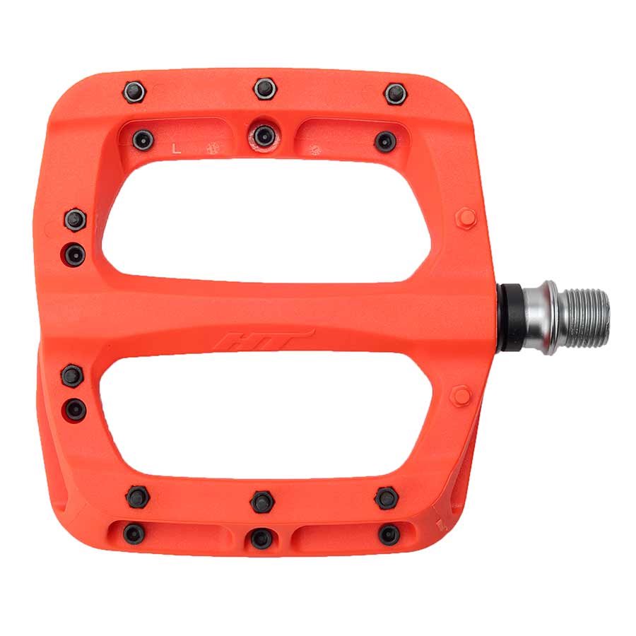 HT Components, PA03A, Nano P, Platform Pedals, Body: Nylon, Spindle: Cr-Mo, 9/16'', Red, Pair
