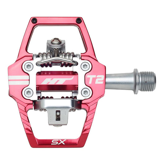 HT Components, T2-SX BMX-SX, Pedals, Body: Aluminum, Spindle: Cr-Mo, 9/16'', Red, Pair