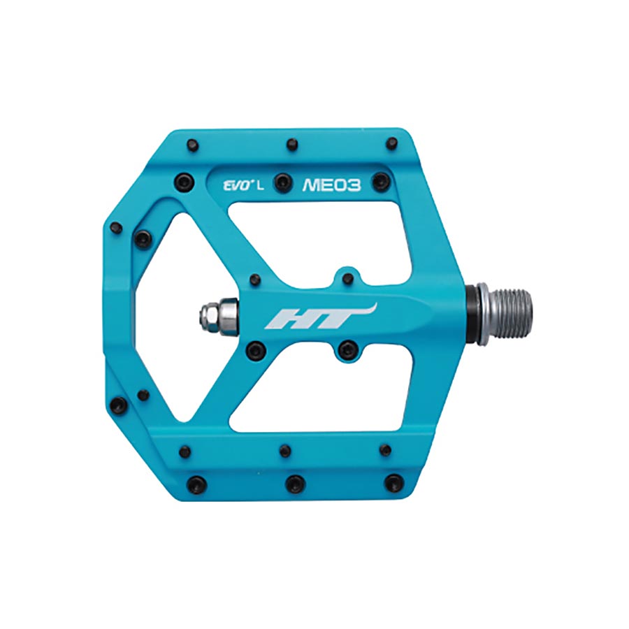 HT Components, ME03 EVO+, Platform Pedals, Body: Aluminum, Spindle: Cr-Mo, 9/16'', Blue, Pair