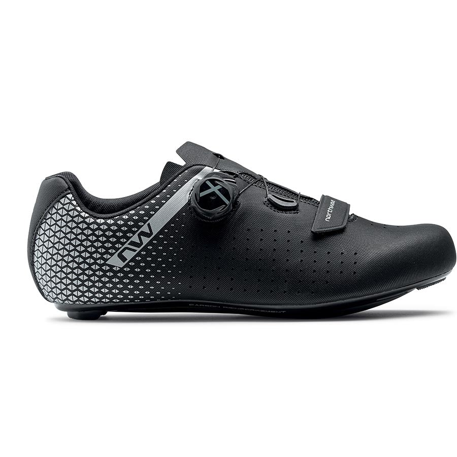 Northwave, Core Plus 2 Wide, Road Shoes, Black/Silver, 40