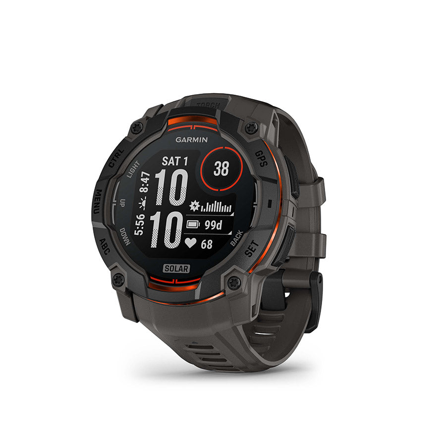 Garmin, Instinct 3 50mm Solar, Watch, Watch Color: Black, Wristband: Charcoal - Silicone