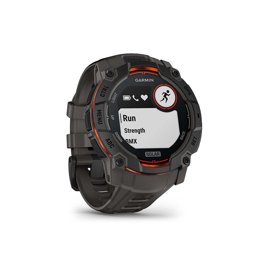 Garmin, Instinct 3 50mm Solar, Watch, Watch Color: Black, Wristband: Charcoal - Silicone