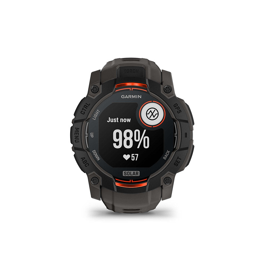 Garmin, Instinct 3 50mm Solar, Watch, Watch Color: Black, Wristband: Charcoal - Silicone