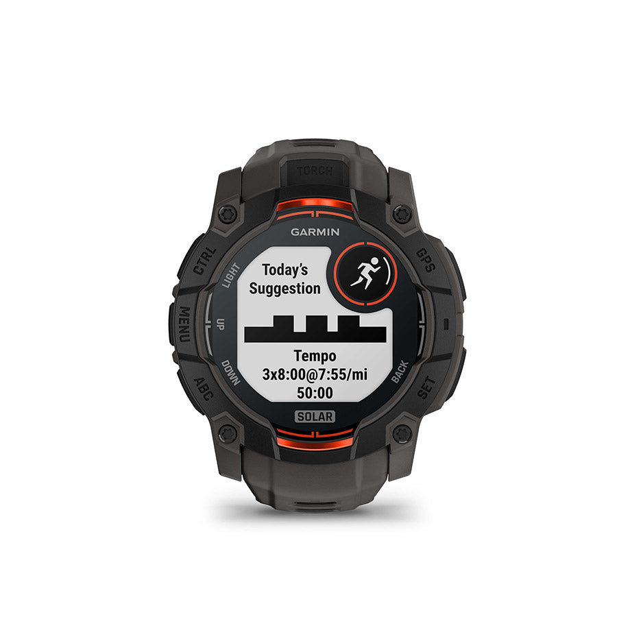 Garmin, Instinct 3 50mm Solar, Watch, Watch Color: Black, Wristband: Charcoal - Silicone