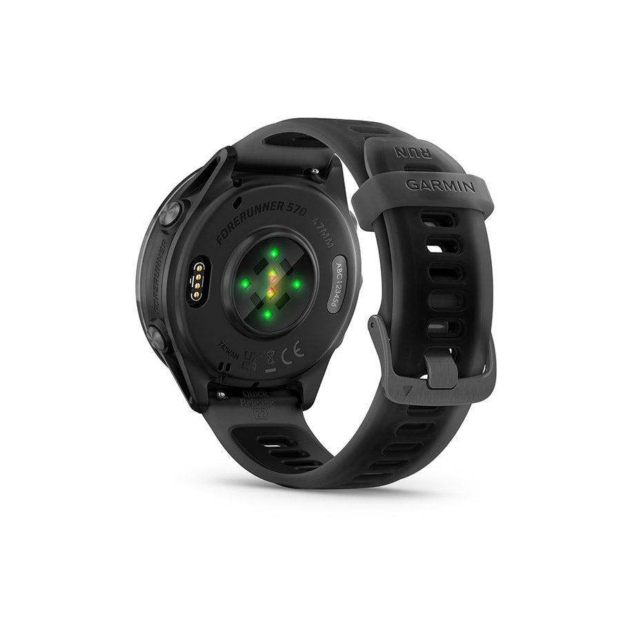 Garmin, Forerunner 570 47mm, Watch, Watch Color: Slate Grey, Wristband: Translucent Black/Black - Silicone