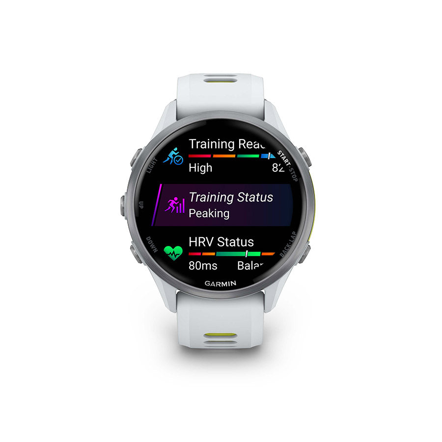 Garmin, Forerunner 970, Watch, Watch Color: Black, Wristband: Black/Translucent Whitestone- Silicone