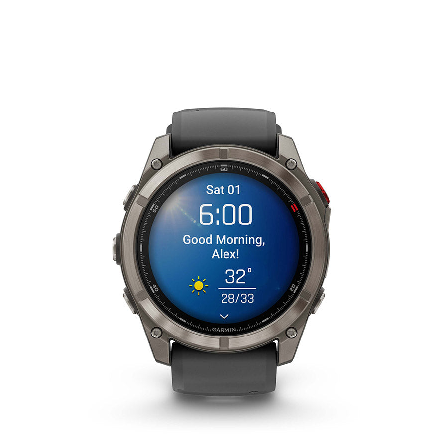 Garmin, fenix 8 Pro 51 mm- AMOLED Sap., Watch, Watch Color: Grey, Wristband: Black/ Pebble Gray - Silicone