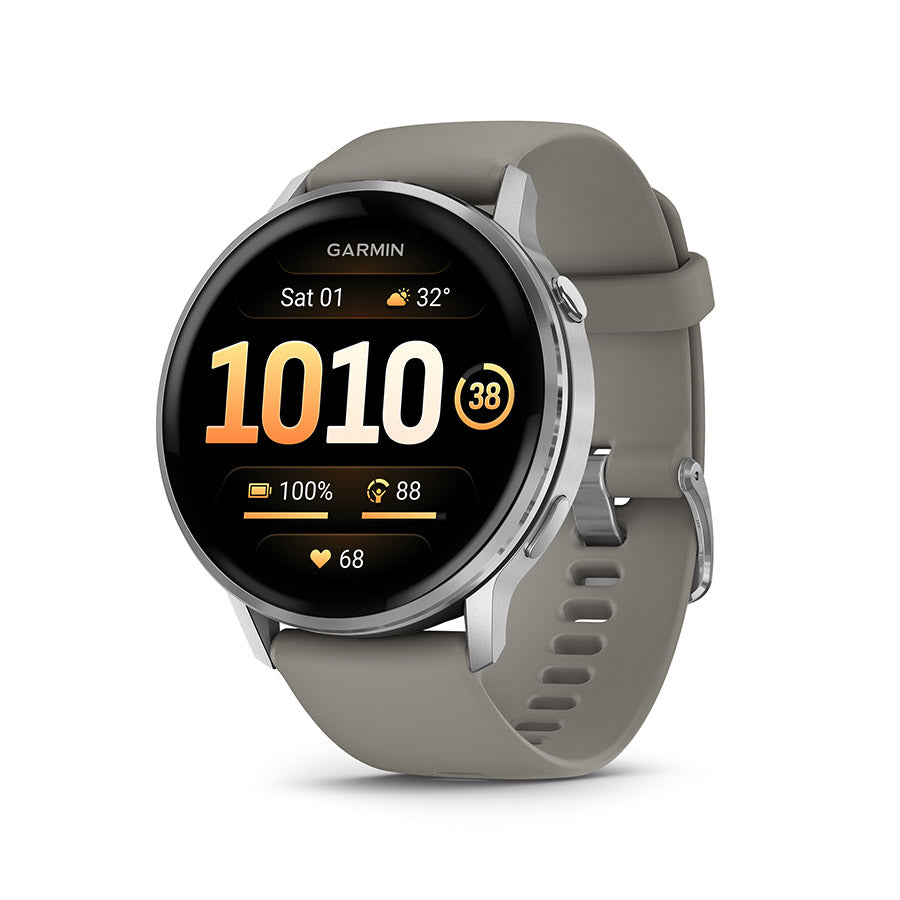 Garmin, Venu 4 45mm, Watch, Watch Color: Slate, Wristband: Black - Silicone
