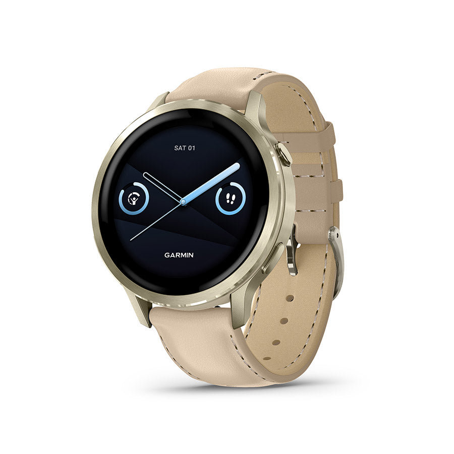 Garmin, Venu 4 41mm, Watch, Watch Color: Lunar Gold, Wristband: Bone - Silicone