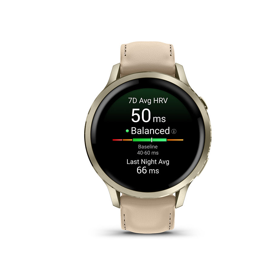 Garmin, Venu 4 41mm, Watch, Watch Color: Lunar Gold, Wristband: Bone - Silicone