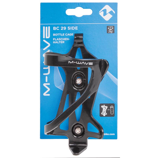 M-Wave, BC 29, Bottle Cage, Right side entry, Plastic, 29g, Black