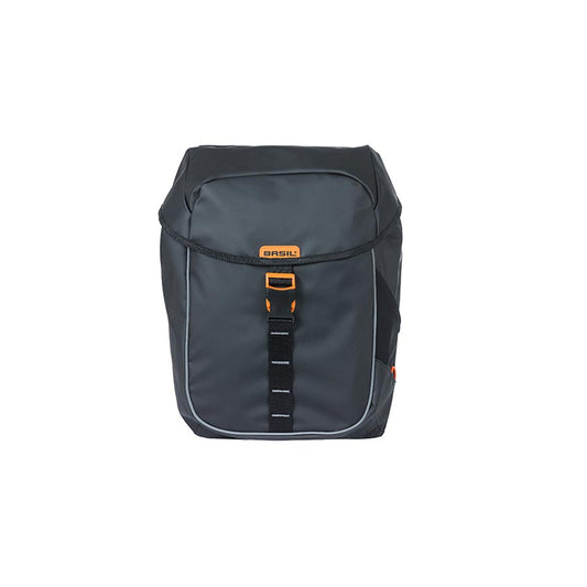 Basil, Miles Double bag, Pannier, 34L, Black/Orange
