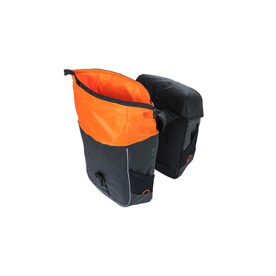 Basil, Miles Double bag, Pannier, 34L, Black/Orange