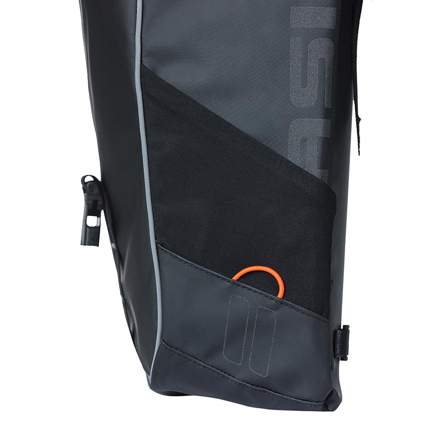 Basil, Miles Double bag, Pannier, 34L, Black/Orange