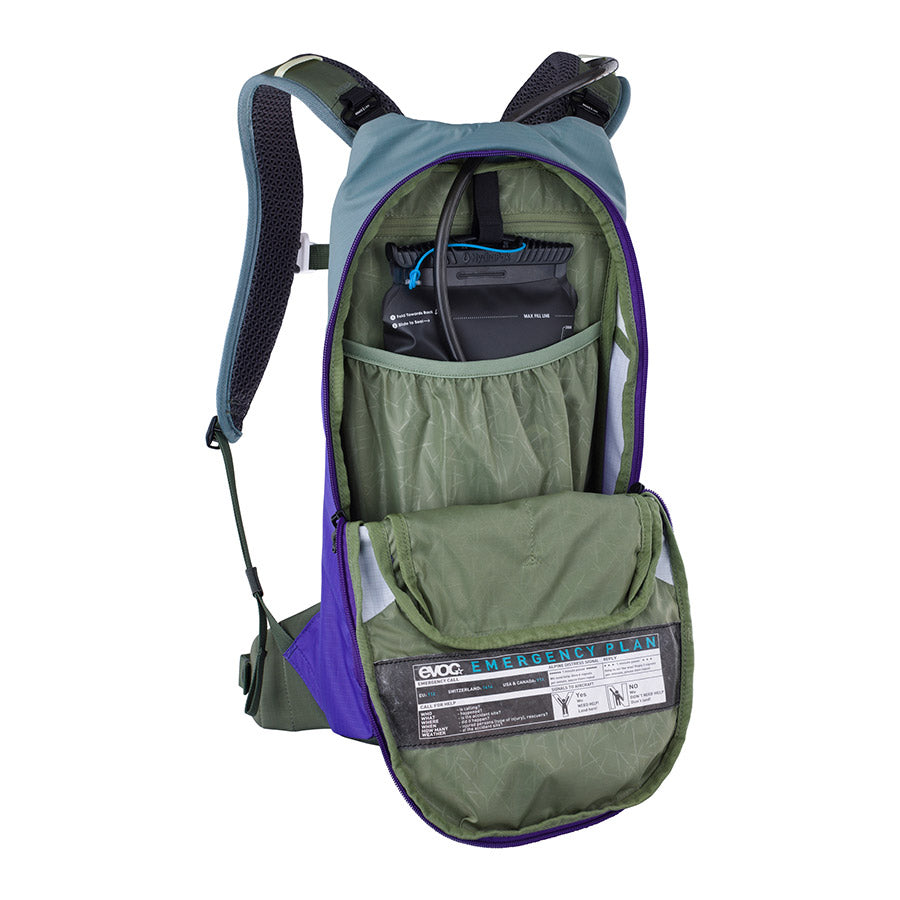 EVOC, Stage 6 + 2L Bladder, Hydration Bag, Volume: 6L, Bladder: Included (2L), Steel/Violet/Dark Olive