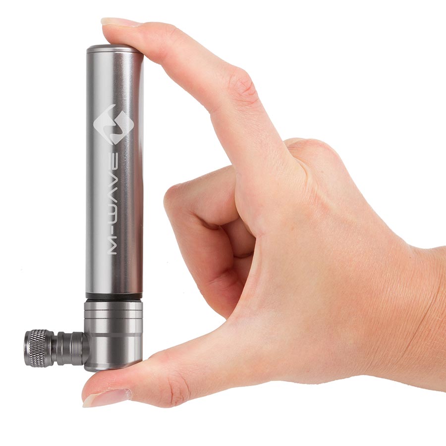M-Wave, MiniatAir, Pump, 120mm, 90psi, Dual Valve Head, Silver