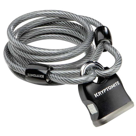 Kryptonite, KryptoFlex 818 & Padlock, Cable lock, Key, 8mm, 185cm, 6', Black