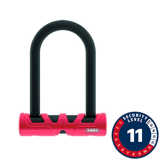 Abus, Ultimate 420 Mini, U-Lock, Key, 140mmx80mm, 5-33/64'' x 3-5/32'', Thickness in mm: 13mm, Red