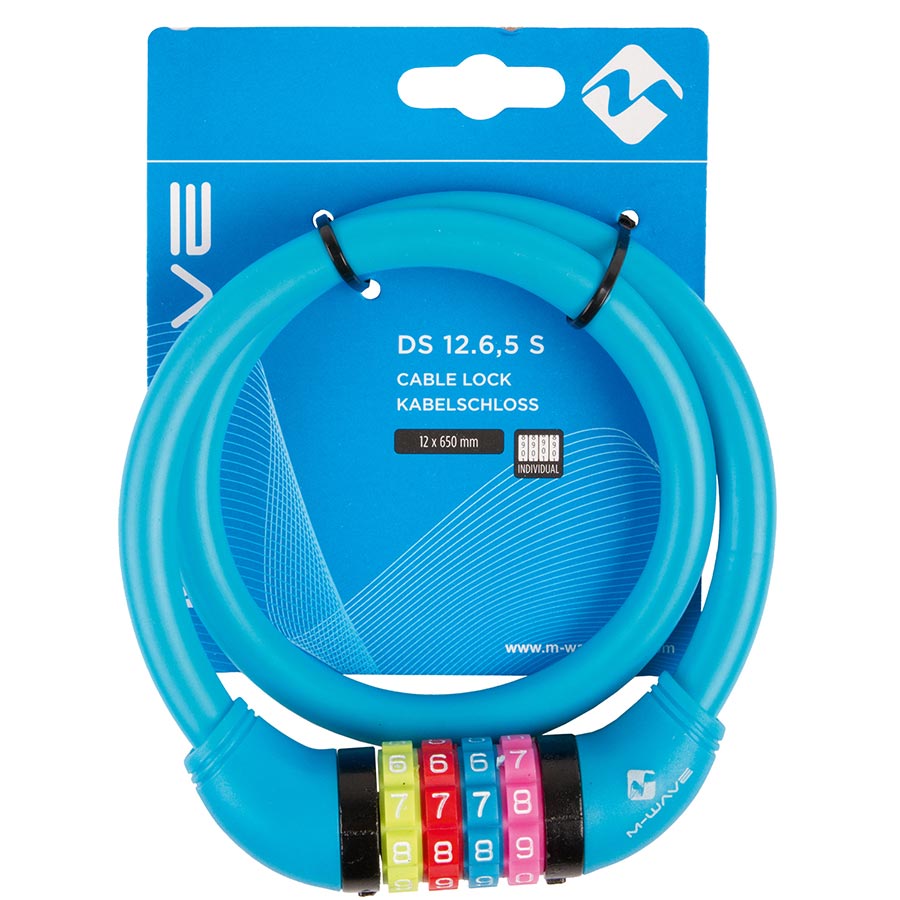 M-Wave, DS 12.6, Cable lock, Combination, 12mm, 12x650mm, Blue