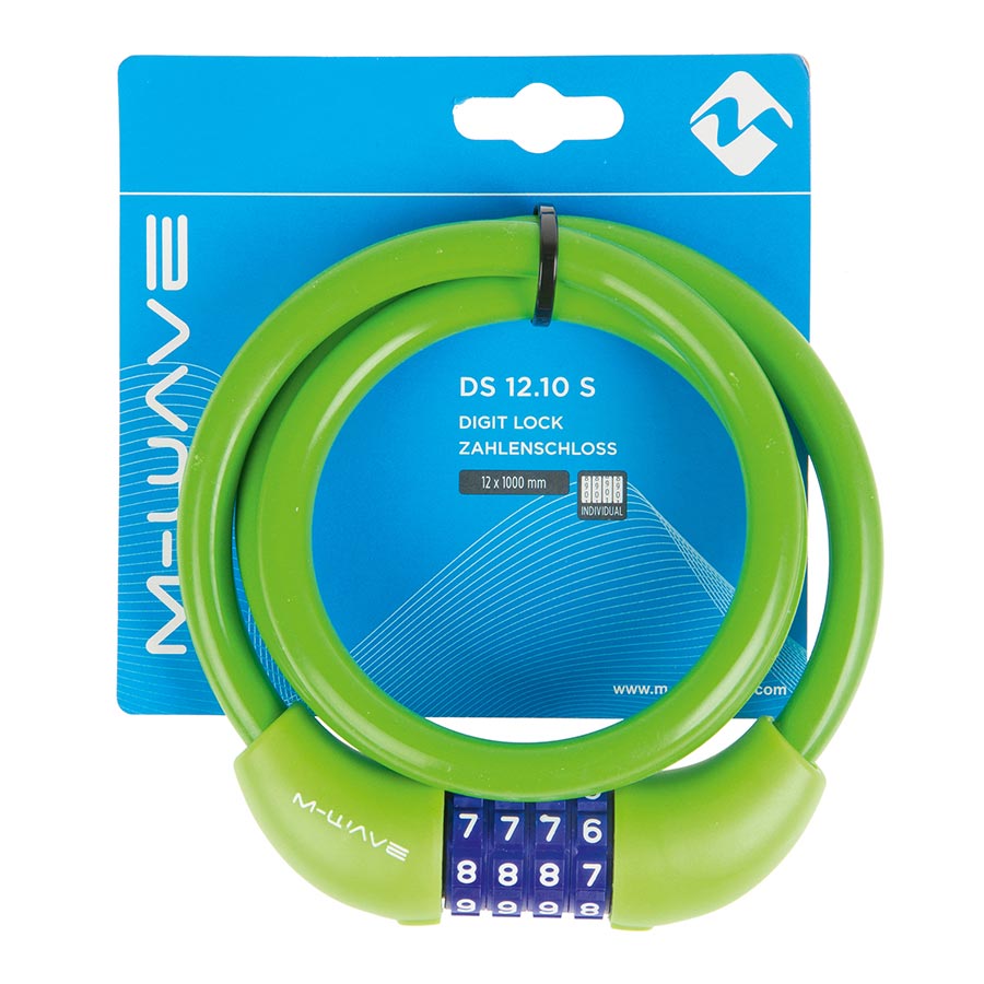 M-Wave, DS 12.10, Cable lock, Combination, 12mm, 12x1000mm, Green