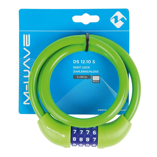 M-Wave, DS 12.10, Cable lock, Combination, 12mm, 12x1000mm, Green