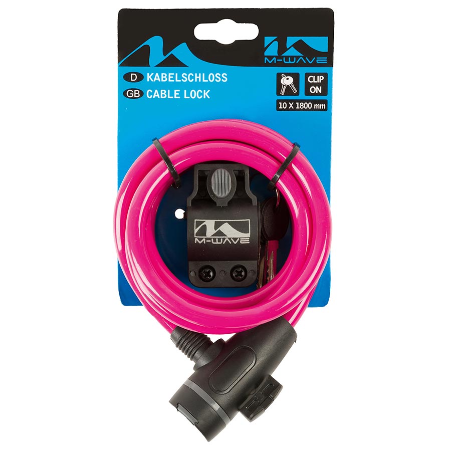 M-Wave, S 10.18, Cable lock, Key, 10mm, 10x1800mm, Red