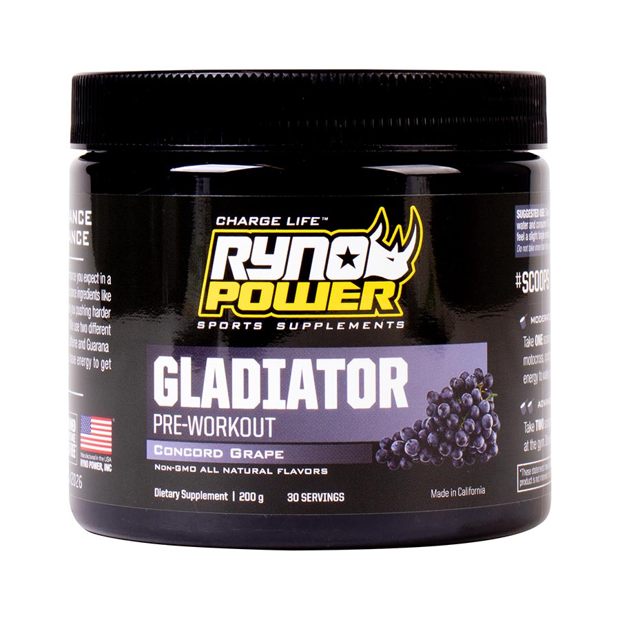 Ryno Power, Gladiator Pre-Workout, Drink Mix, Grape, Jar, 30 servings