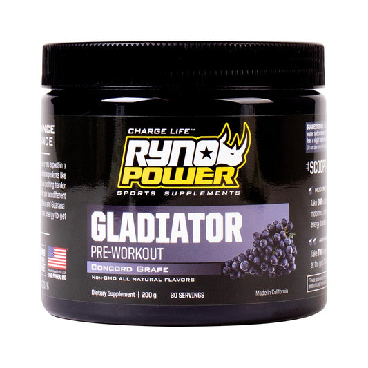 Ryno Power, Gladiator Pre-Workout, Drink Mix, Grape, Jar, 30 servings
