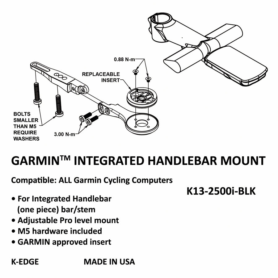 K-EDGE Integrated Handlebar System Mount for Garmin