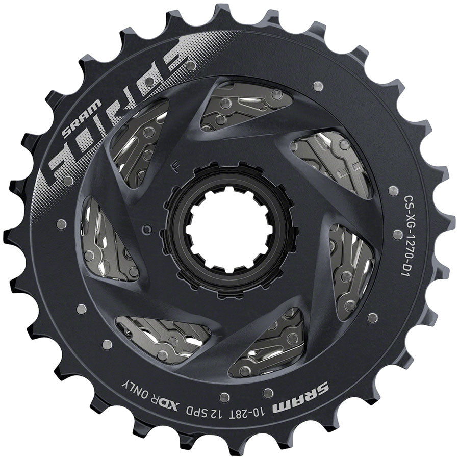 SRAM Force AXS XG-1270 Cassette - 12-Speed, Silver, For XDR Driver Body, D1